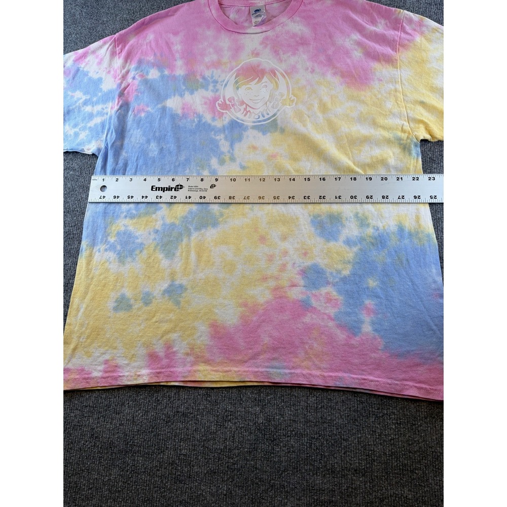 Wendys Pride Tie Dye Shirt XL Pink Yellow Blue We Take Pride In Pride Colortone - Picture 4 of 5